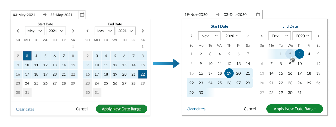 Date range picker design changes